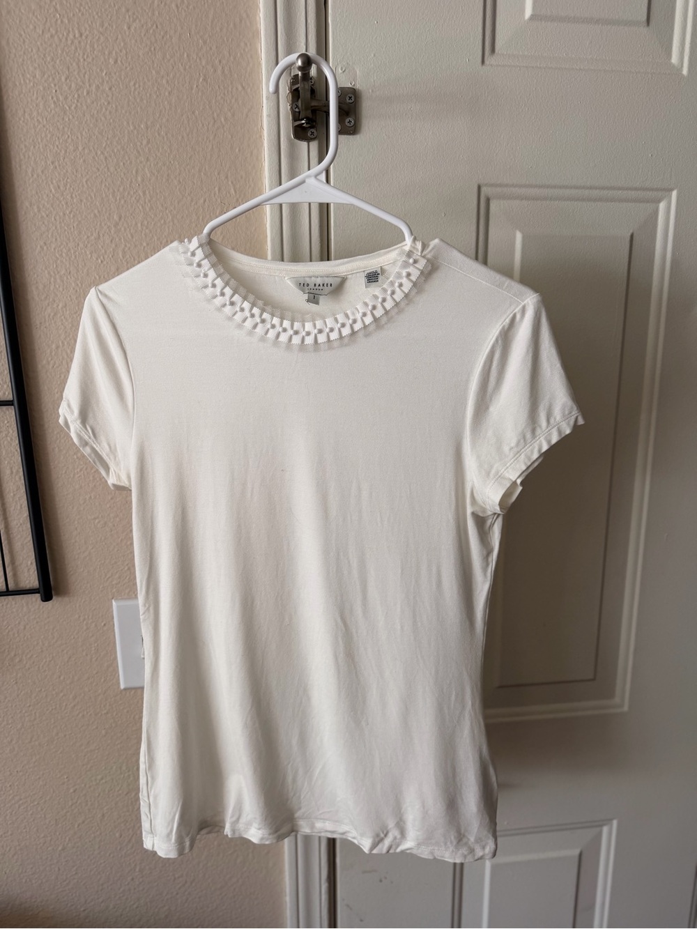Ted Baker White Ruffle-Trim Tee